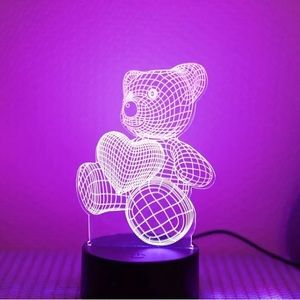 Valentines gift 3d cartoon bear holding a heart led night light 💡 🐻